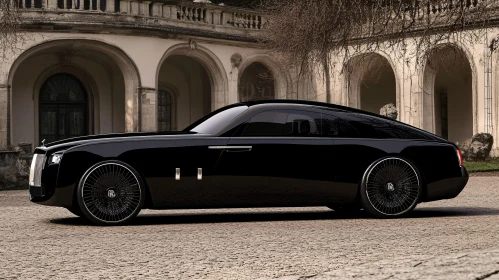 Elegant Black Car by Historic Building