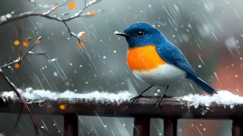 Vibrant Bird in a Winter Setting