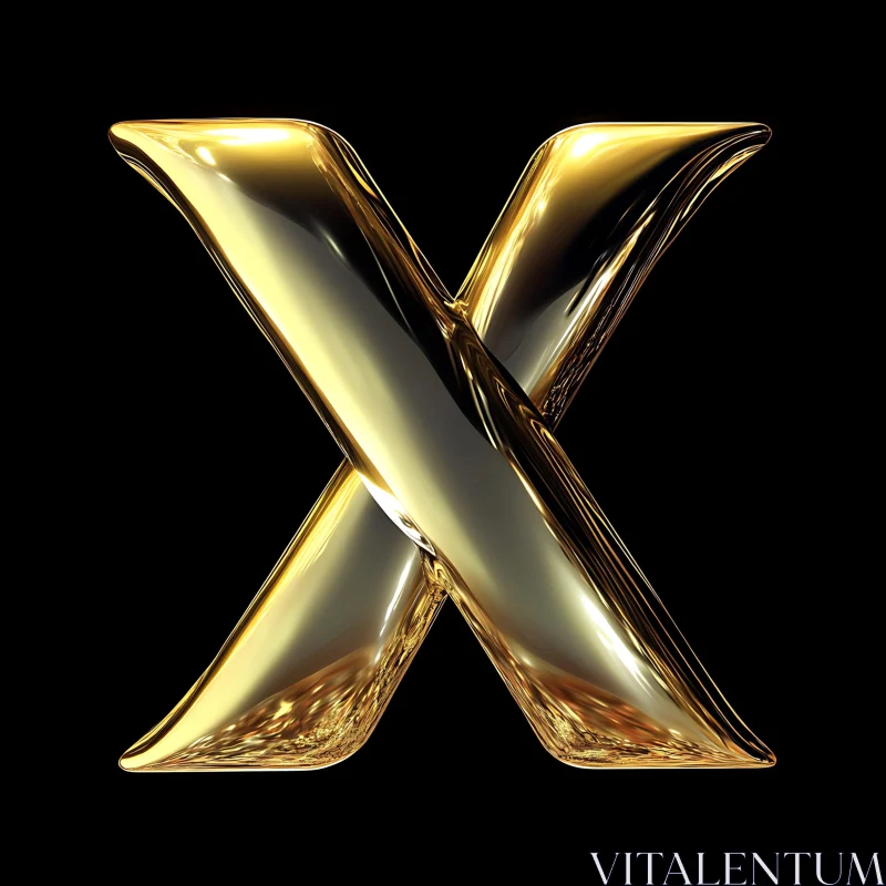 AI ART Elegant Golden 'X' on Black Background