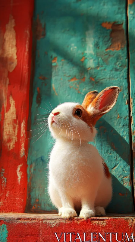 Charming Bunny in Rustic Setting AI Image