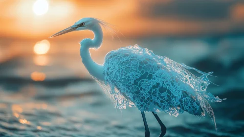 Laced Heron by the Sea