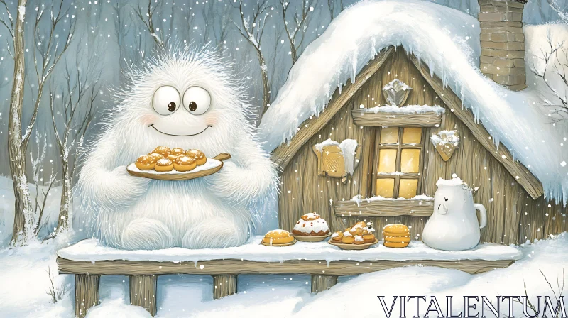 AI ART Winter Yeti with Pastries