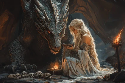 Mystical Dragon and Queen Scene