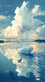 Tranquil Swan Reflections