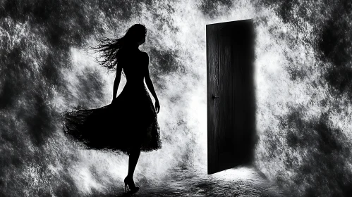 Monochrome Silhouette by Doorway