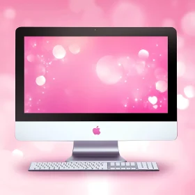 Stylish Pink Desktop with Keyboard