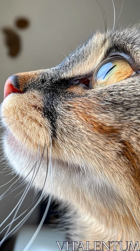 Intimate View of a Cat's Eye and Whiskers AI Image