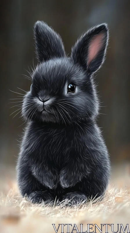 Fluffy Black Bunny Image AI Image