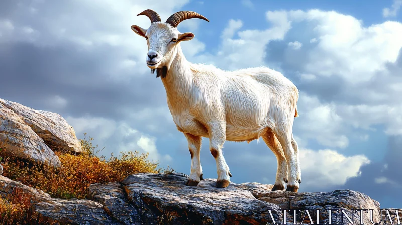 Goat Standing on Rocks AI Image