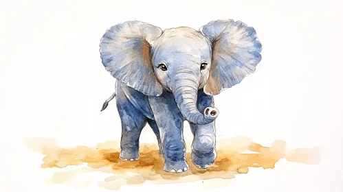 Gentle Gray Elephant Illustration