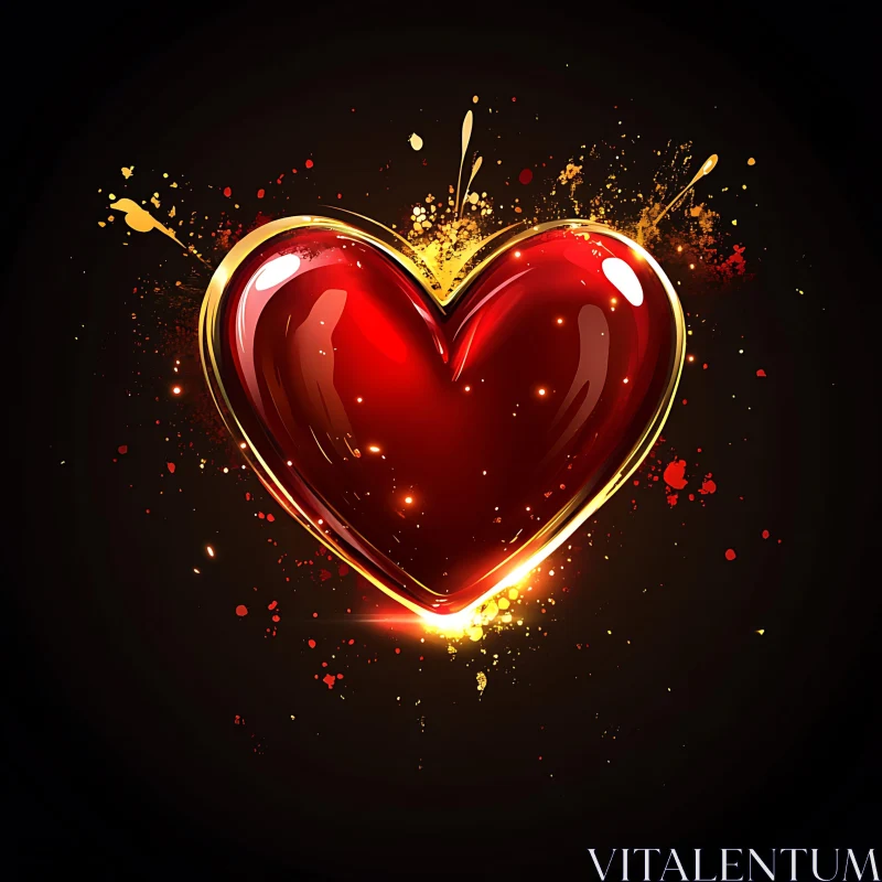 Glowing Heart with Golden Outline AI Image