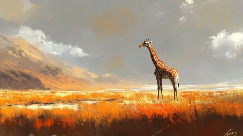 Solitary Giraffe in a Vast Landscape