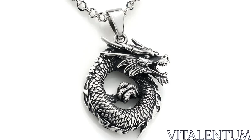 AI ART Silver Dragon Pendant Necklace