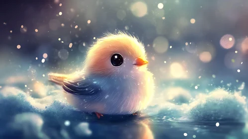 Charming Fluffy Bird Illustration