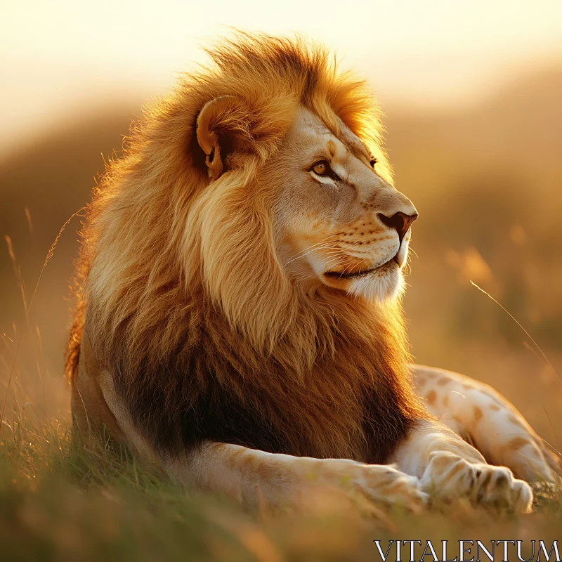 Lion in Golden Light AI Image