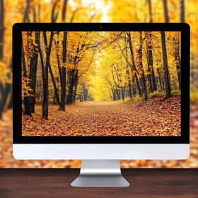 Golden Autumn Path on Screen