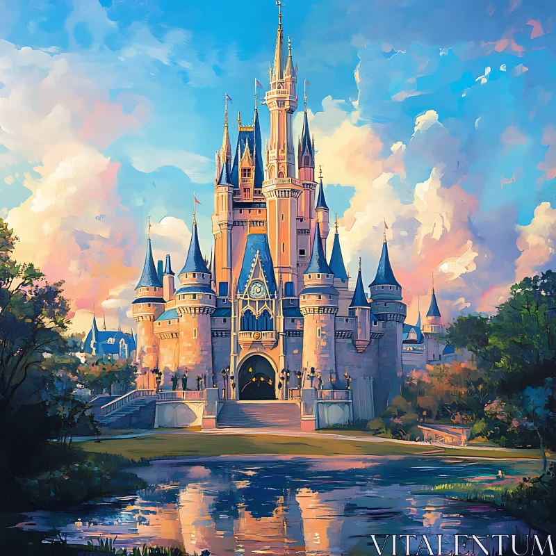 Majestic Castle in Dreamy Landscape AI Image