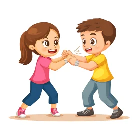 Cartoon Kids Fist Bump Game Illustration