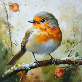 Charming Robin Oil Painting