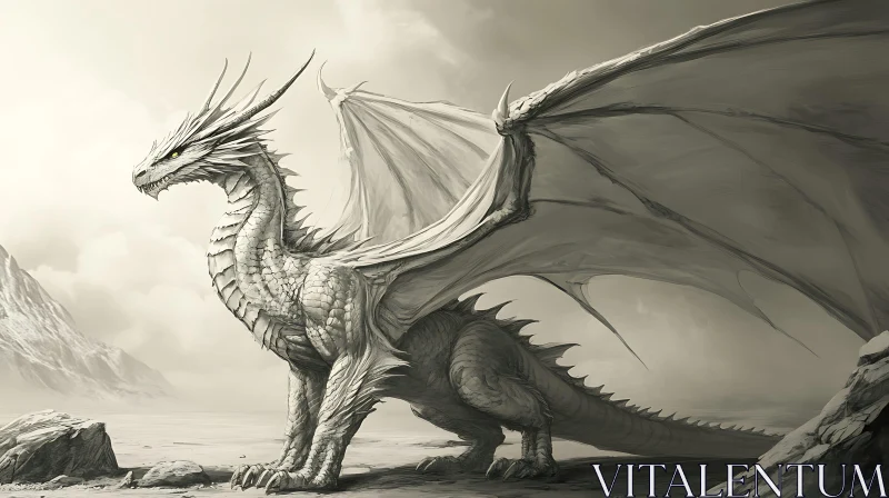 AI ART Monochrome Dragon Art