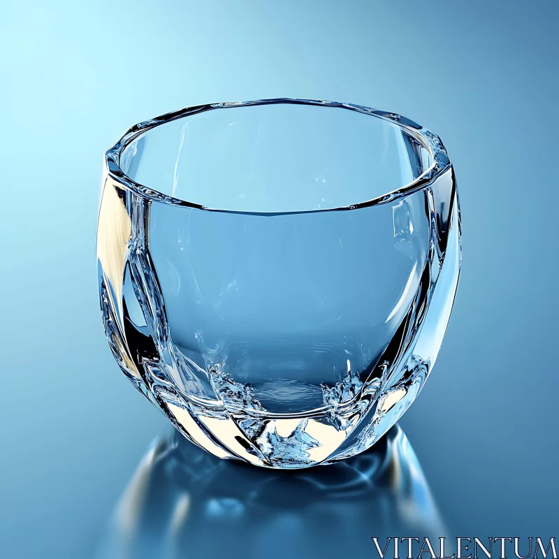 AI ART Clear Glass Object on Blue Background