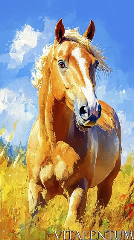 AI ART Golden Field Horse Portrait