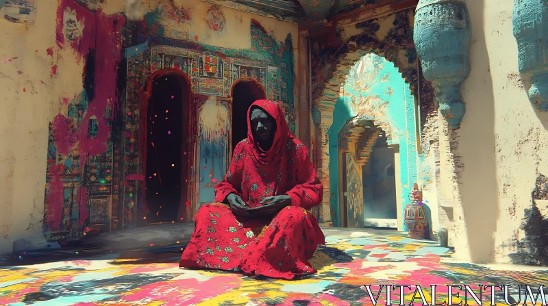 Indian Woman in Red Dress AI Image