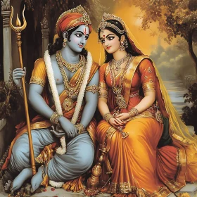 Serene Depiction of Hindu Deities