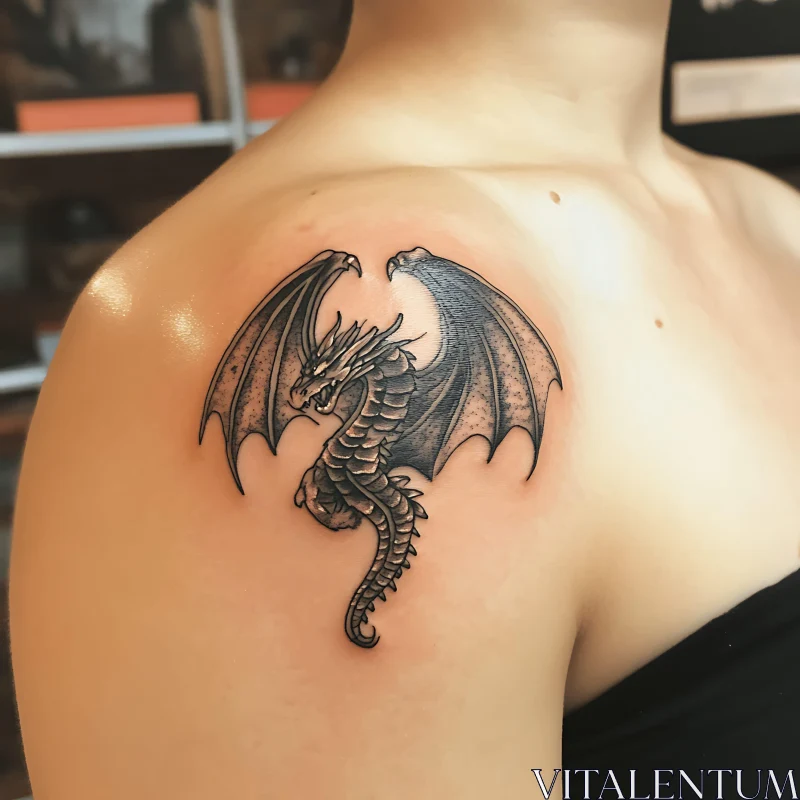 AI ART Shoulder Dragon Tattoo