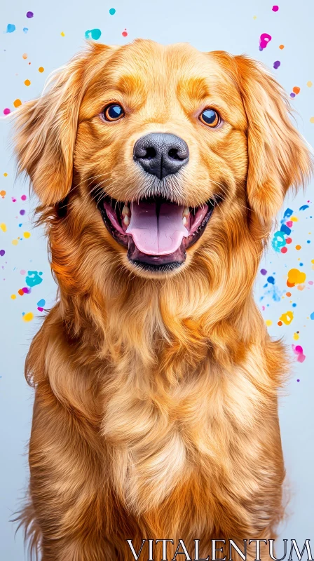 Joyful Golden Retriever Portrait AI Image