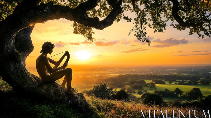 AI ART Golden Hour Harp Melody