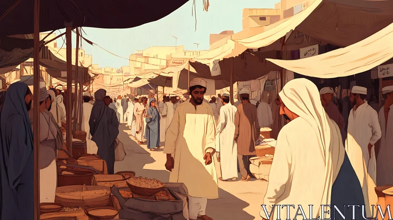 Bustling Market in the Middle East AI Image