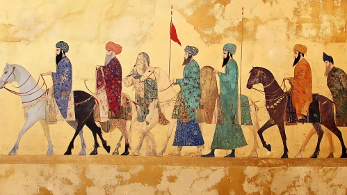 Equestrian Procession Painting