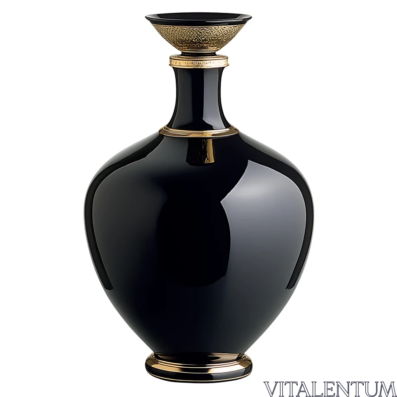 Luxurious Black and Gold Decorative Vase AI Image