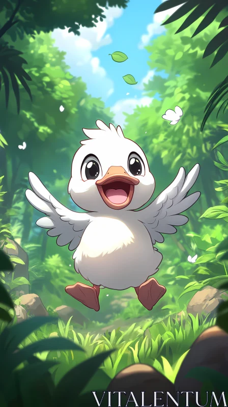 Cheerful Duckling in Nature AI Image