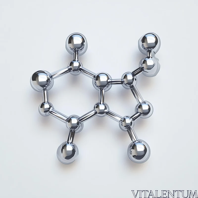 Chrome Molecule on White Background AI Image