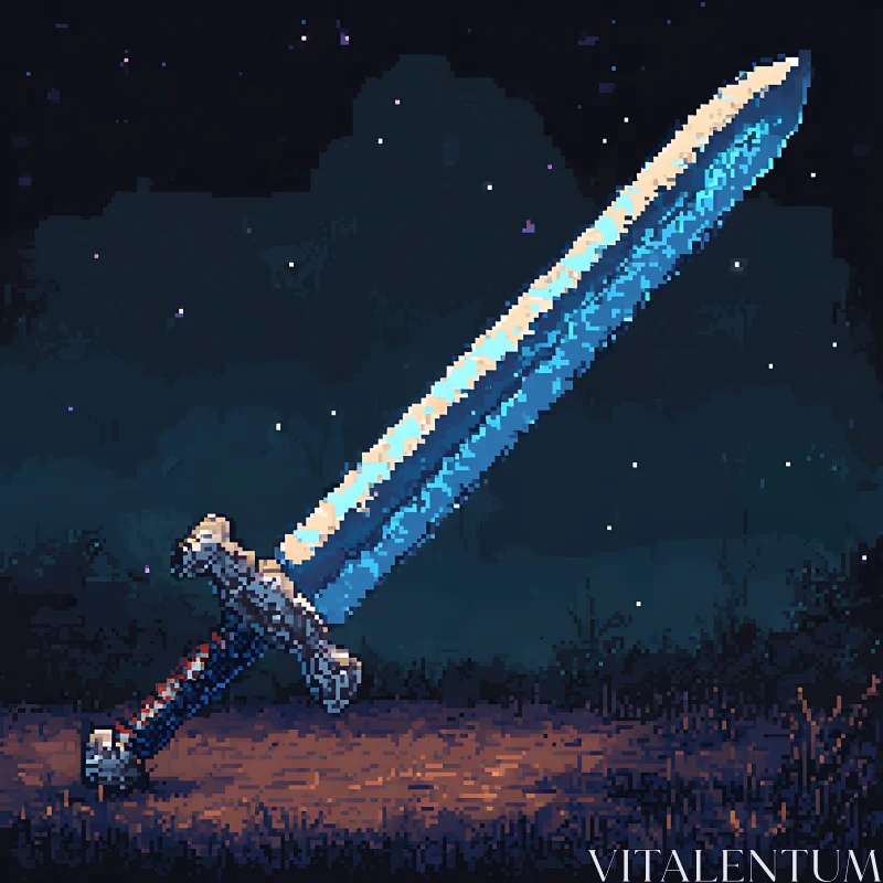 AI ART Enchanted Sword Pixel Art