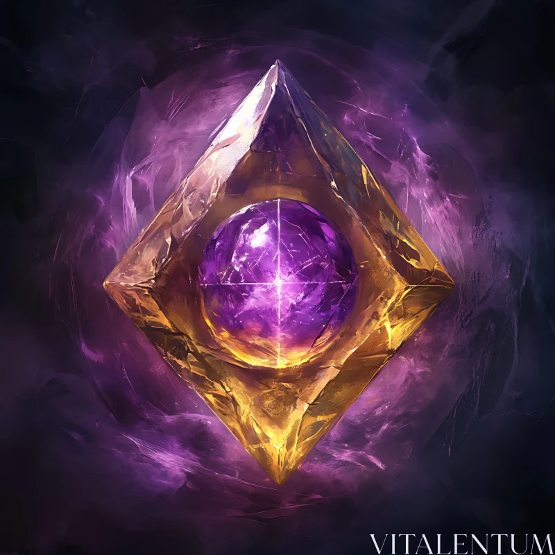 AI ART Luminous Purple Sphere in Crystalline Form