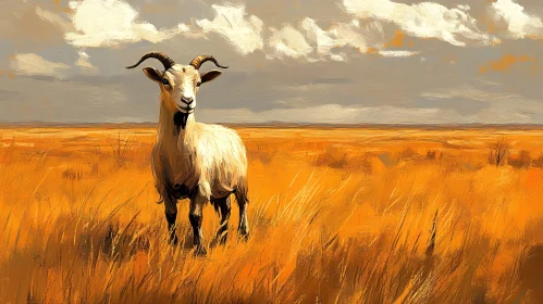 Goat in Autumn Field