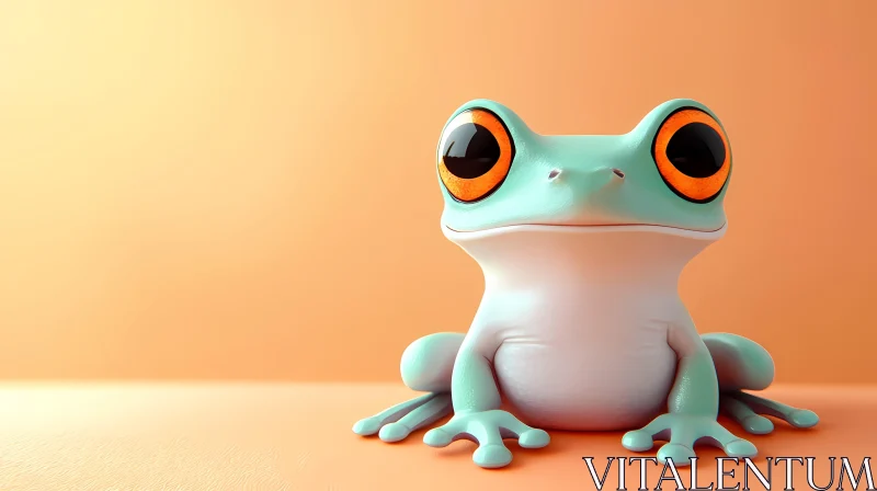 Colorful Frog on Orange Background AI Image