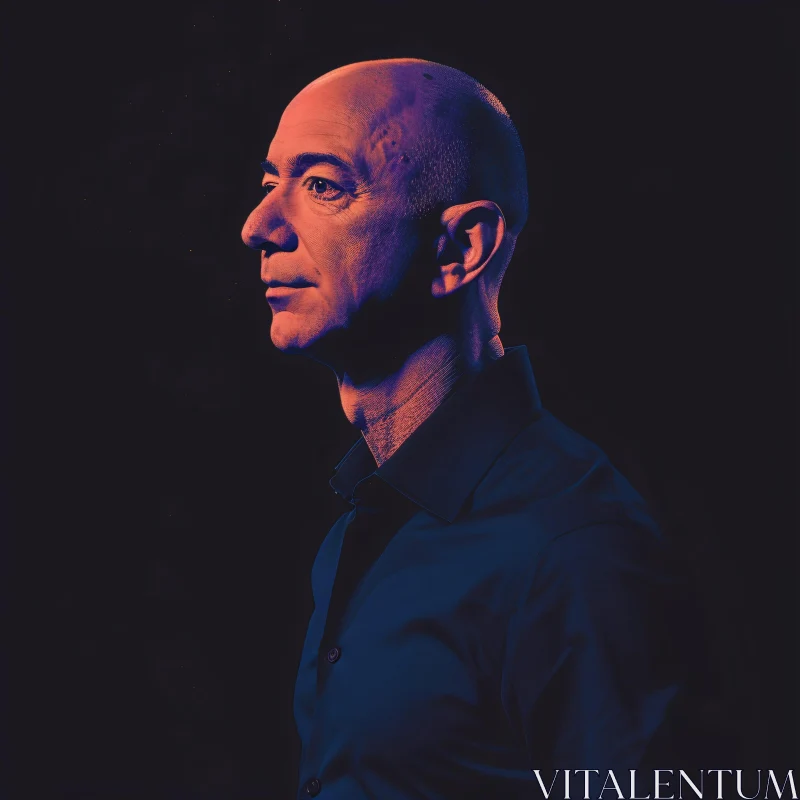 Jeff Bezos in Illuminated Profile AI Image