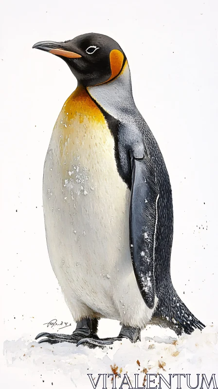 Penguin Art in Snow AI Image