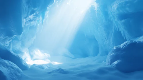 Sunlit Ice Cave Interior