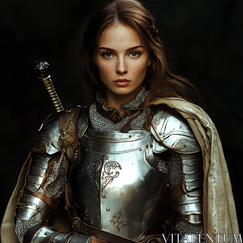 AI ART Woman Knight with Sword