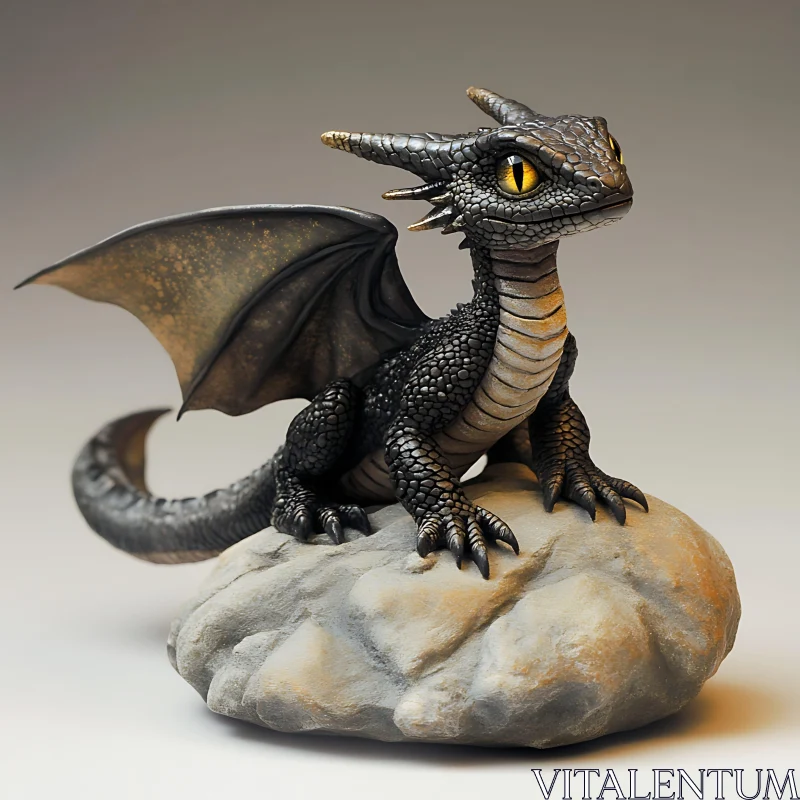 Mythical Dragon Statue Close-Up View AI Image