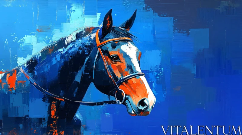 Horse Art in Bold Blue AI Image