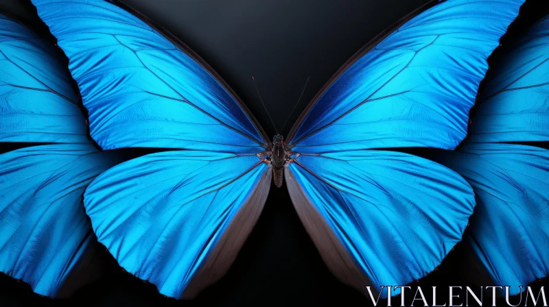 Captivating Blue Butterfly Amidst Darkness - Precisionist Art AI Image