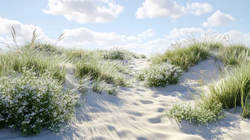 Tranquil Sand Dunes with Lush Greenery