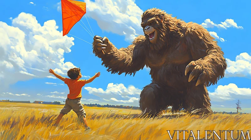 AI ART Child and Giant's Kite Adventure