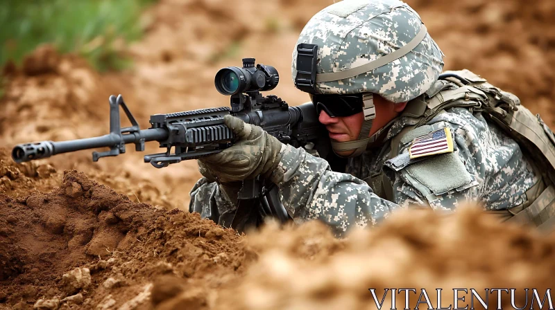 American Soldier in Action AI Image